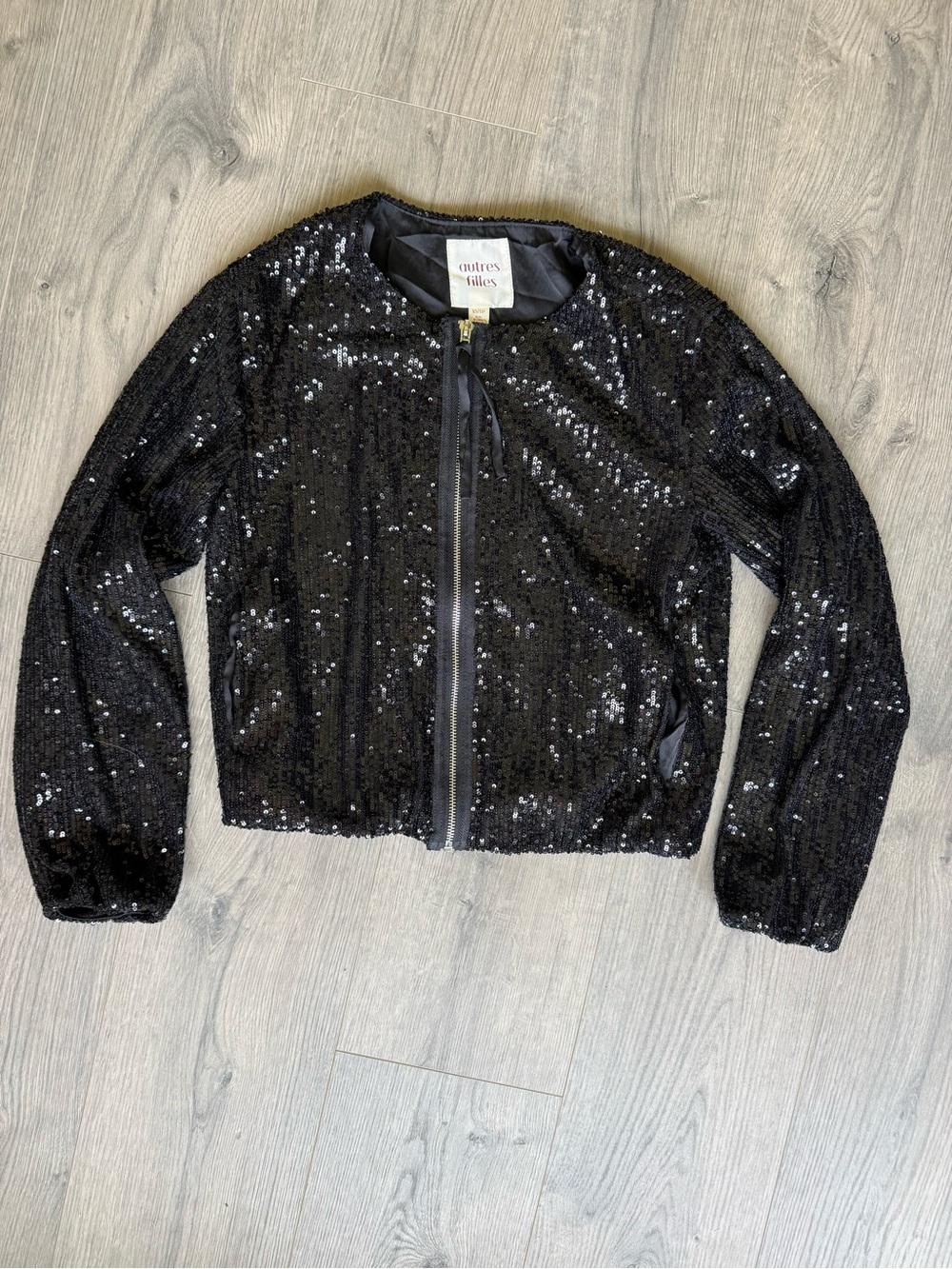 Autrefois Noires Sequin Zip-Front Jacket - Black